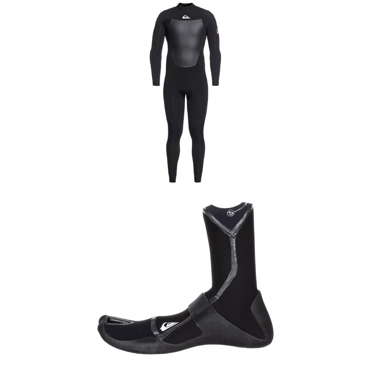 Quiksilver 4/3 Syncro Back Zip GBS Wetsuit + 3mm M-Sessions Split Toe Wetsuit Boots