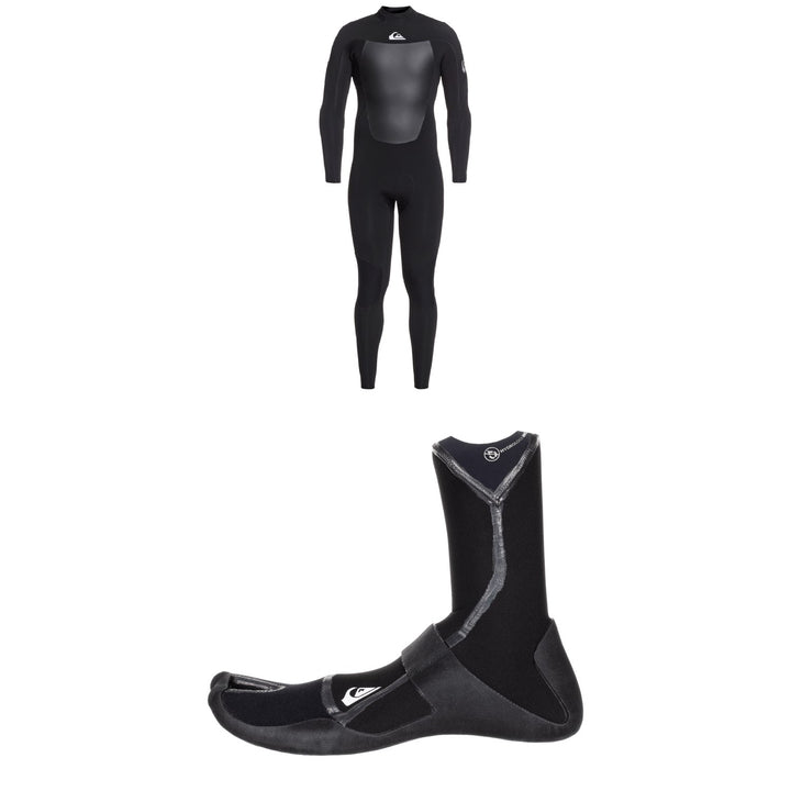 Quiksilver 4/3 Syncro Back Zip GBS Wetsuit + 3mm M-Sessions Split Toe Wetsuit Boots