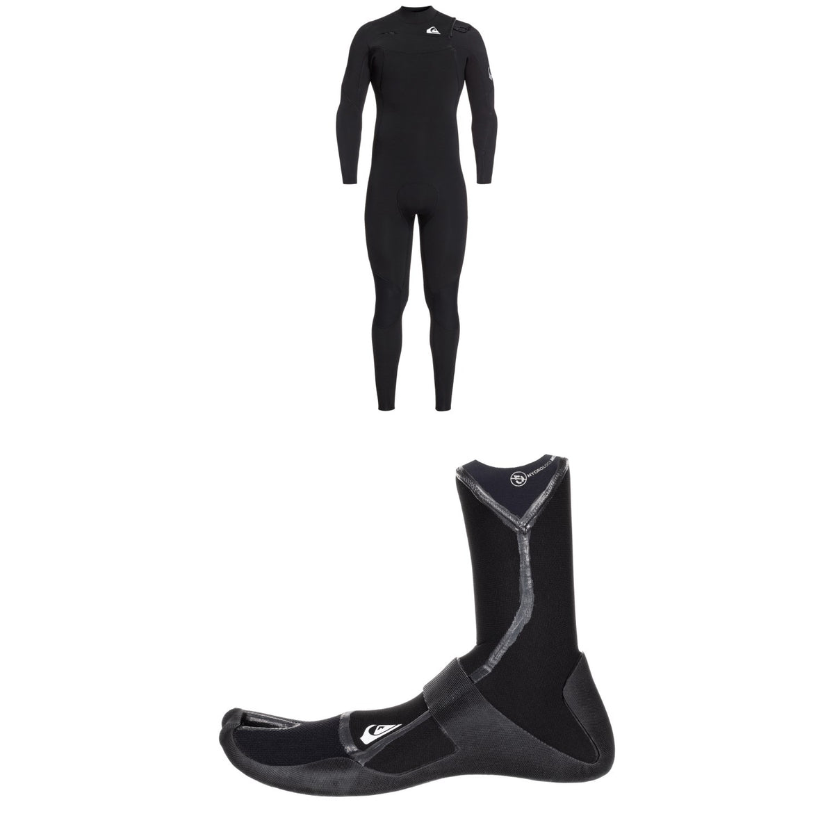 Quiksilver 4/3 Syncro Chest Zip GBS Wetsuit + 3mm M-Sessions Split Toe Wetsuit Boots