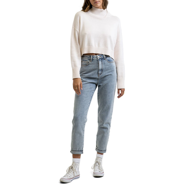 Rhythm Day Dream High Neck Knit Top - Women's Vintage White