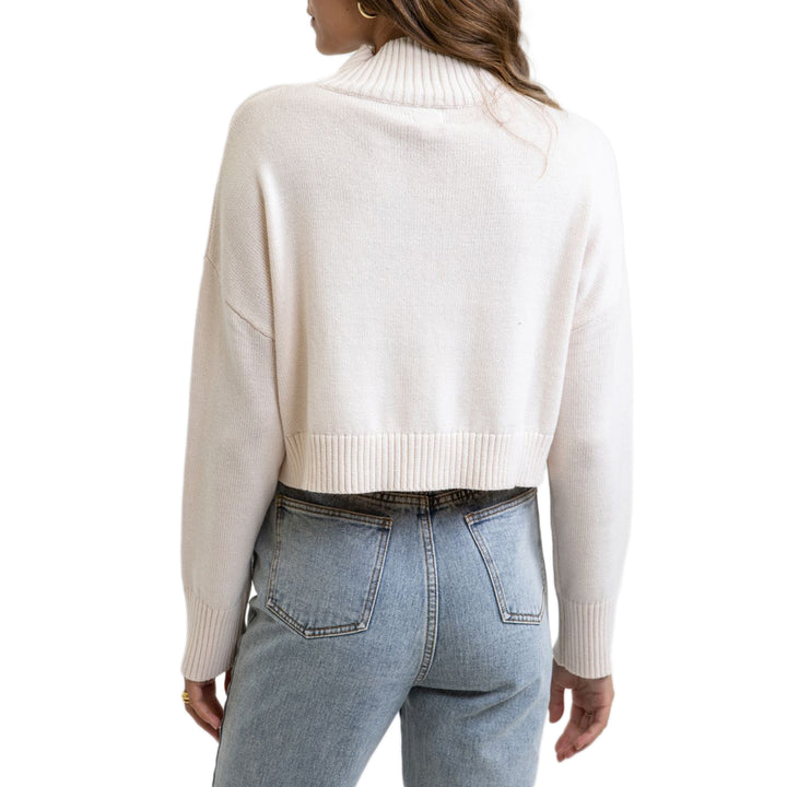 Rhythm Day Dream High Neck Knit Top - Women's Vintage White