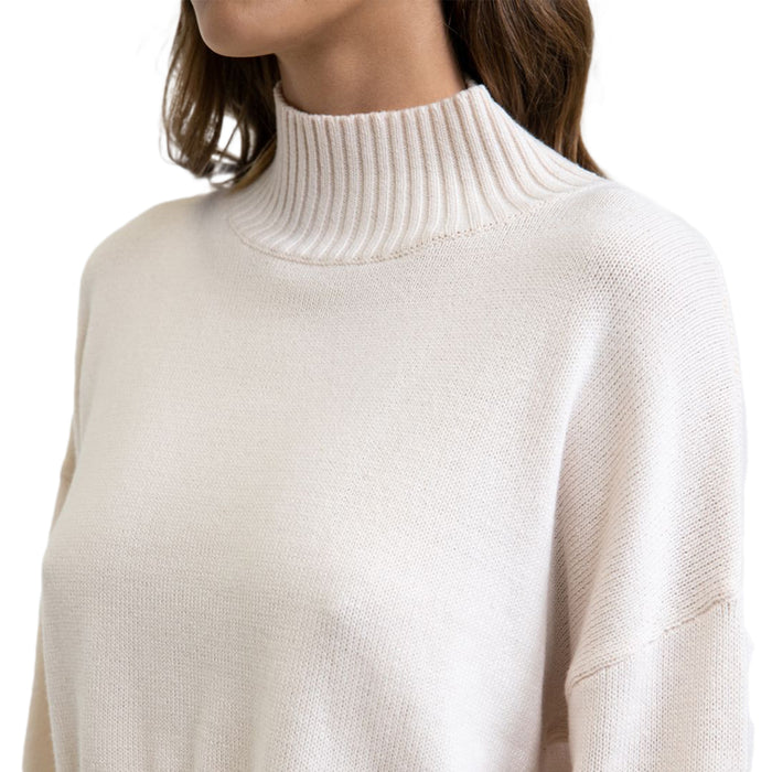 Rhythm Day Dream High Neck Knit Top - Women's Vintage White