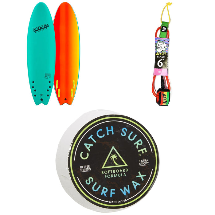 Catch Surf Odysea 6'6" Skipper Quad-Fin Surfboard + Beater 6' Leash + Catch Surf Surf Wax