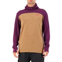 MONS ROYALE Yotei Power Hood Long Sleeve Top - Men's Toffee / Wine::Toffee / Wine
