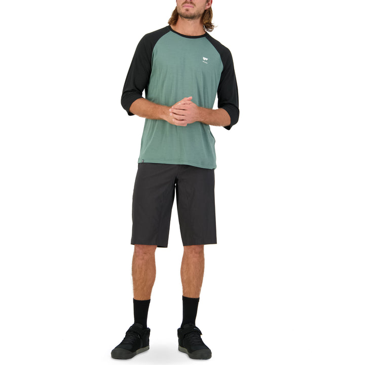 MONS ROYALE Tarn Raglan 3/4 Jersey Burnt Sage / Black