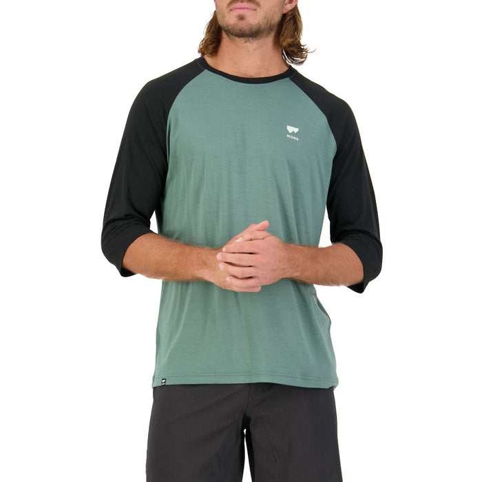 MONS ROYALE Tarn Raglan 3/4 Jersey Burnt Sage / Black