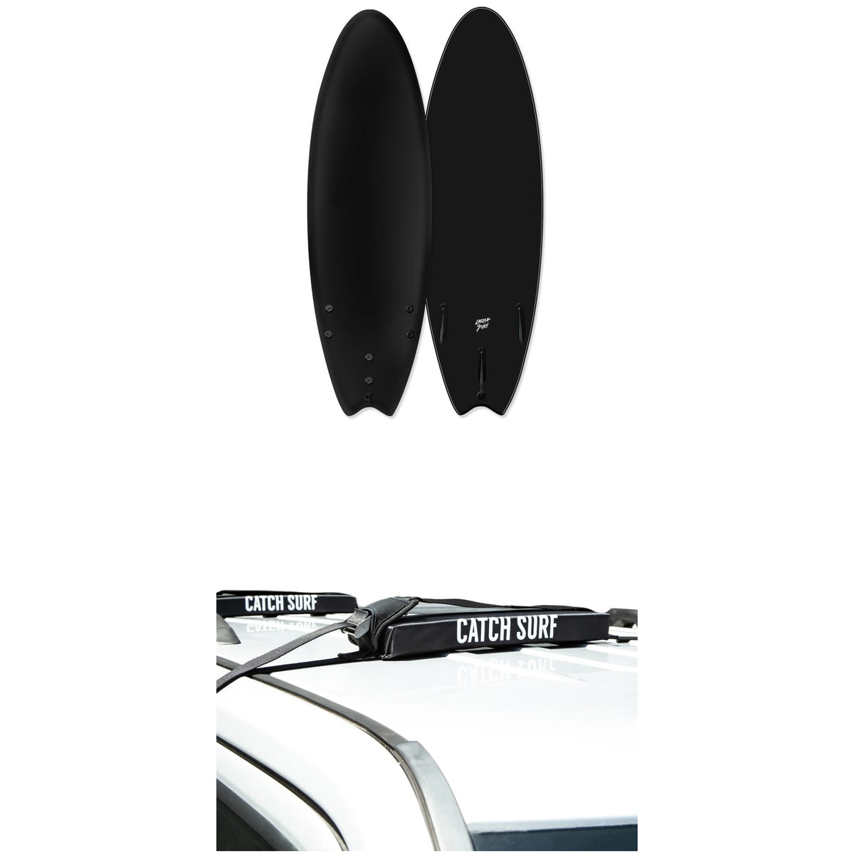 Catch Surf Blank Series 6'0 Fish - Tri Fin Surfboard + Catch Surf Surfboard Rack