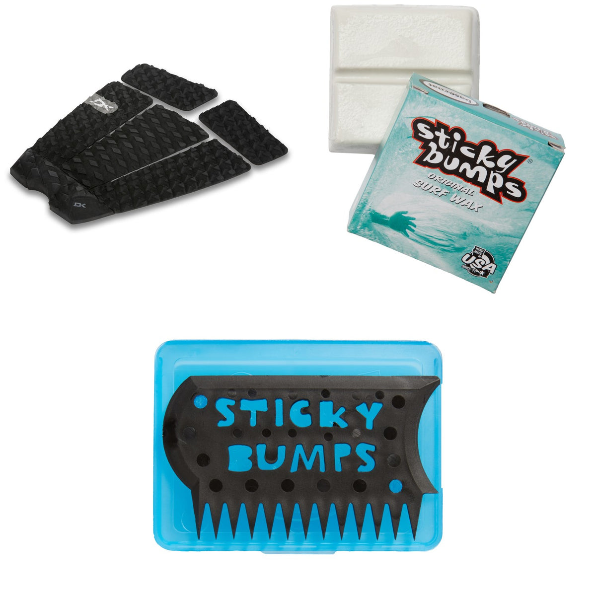 Dakine Bruce Irons Pro Traction Pad + Sticky Bumps Basecoat Wax + Wax Comb & Box