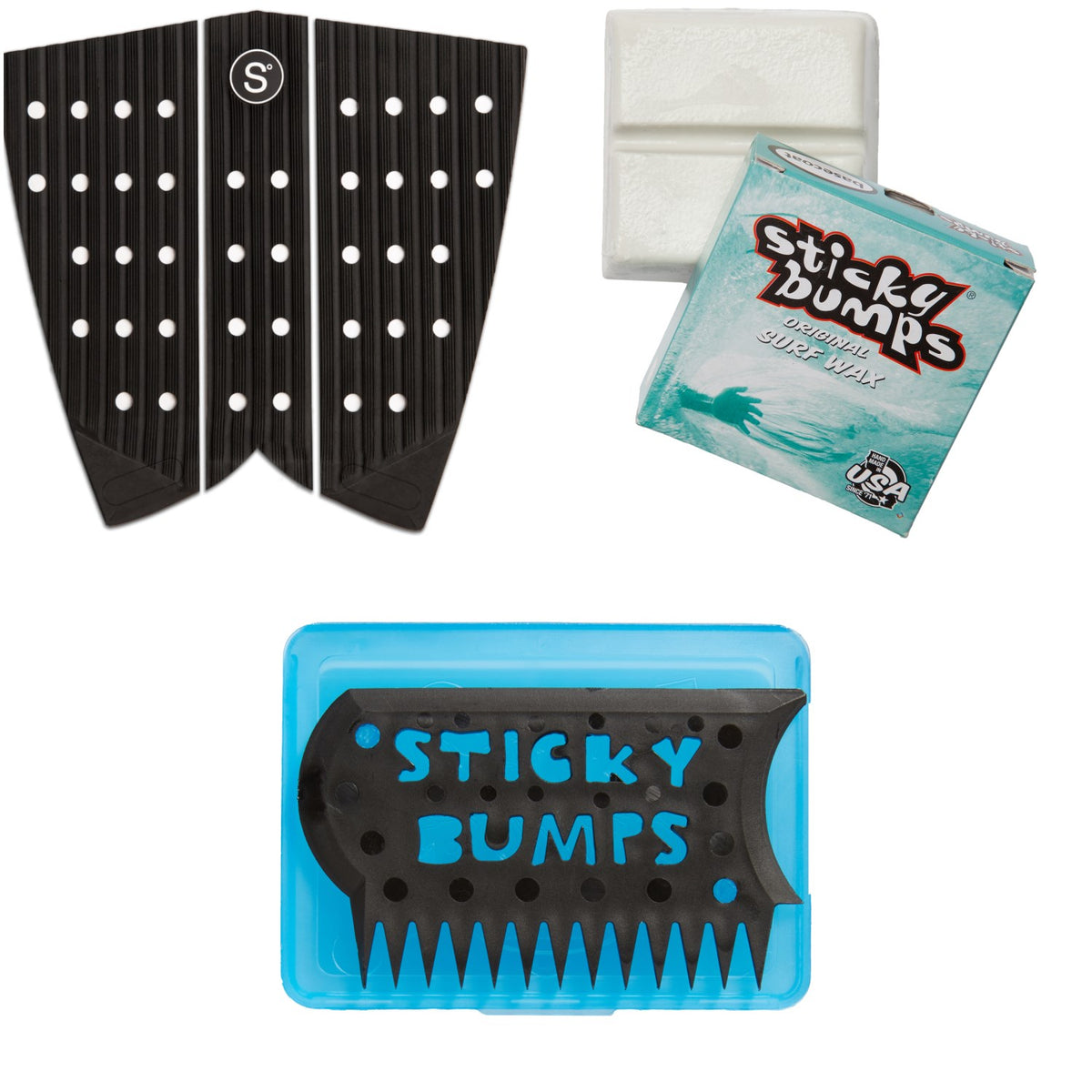 Sympl Supply Co Nº6 Fish Traction Pad + Sticky Bumps Basecoat Wax + Wax Comb & Box