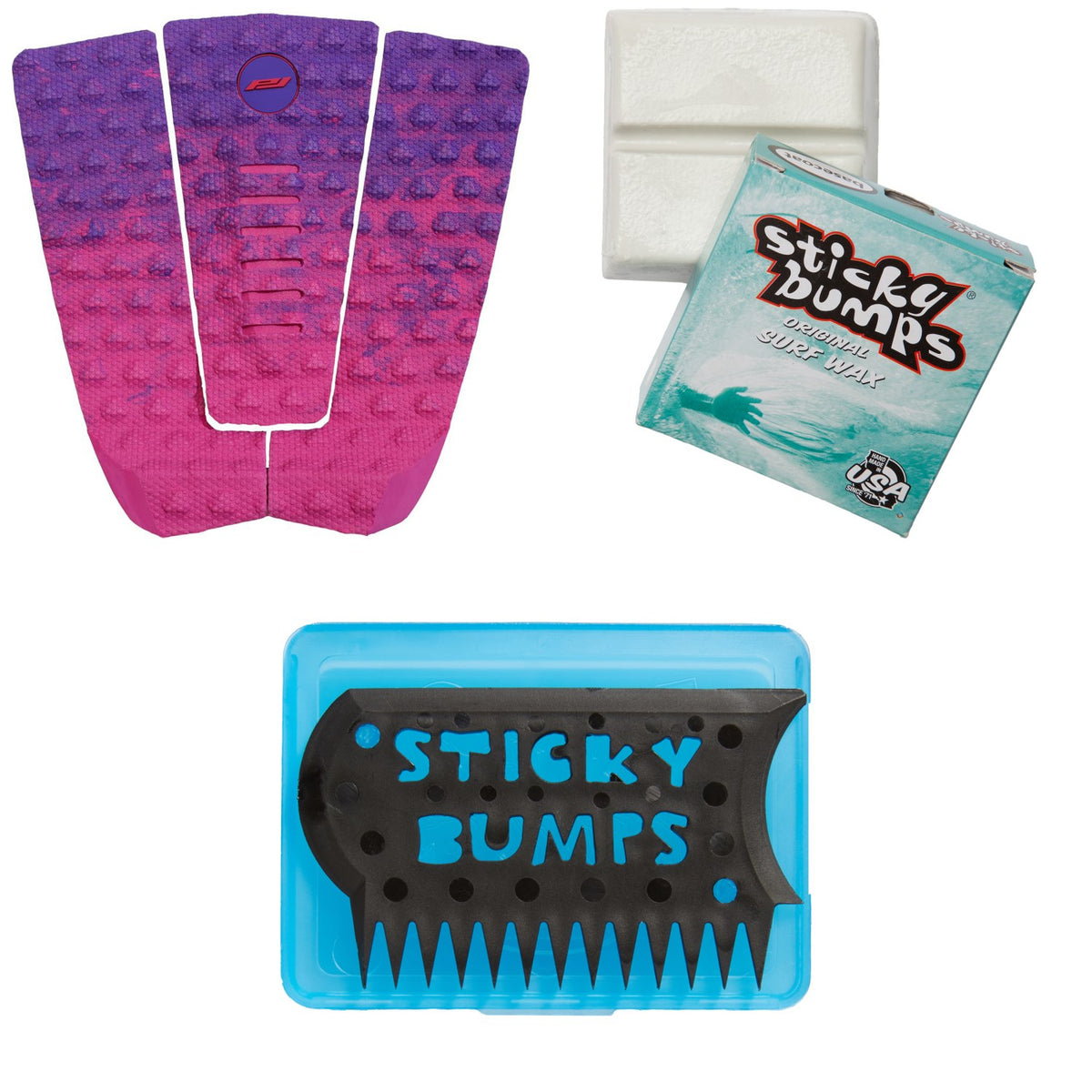 Pro-Lite Mitch Crews Pro Signature Series Traction Pad + Sticky Bumps Basecoat Wax + Wax Comb & Box