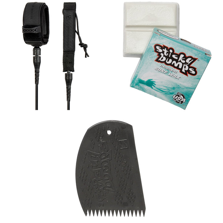Creatures of Leisure Pro 7' Surf Leash + Sticky Bumps Basecoat Wax + Sticky Bumps Easy Grip Wax Comb