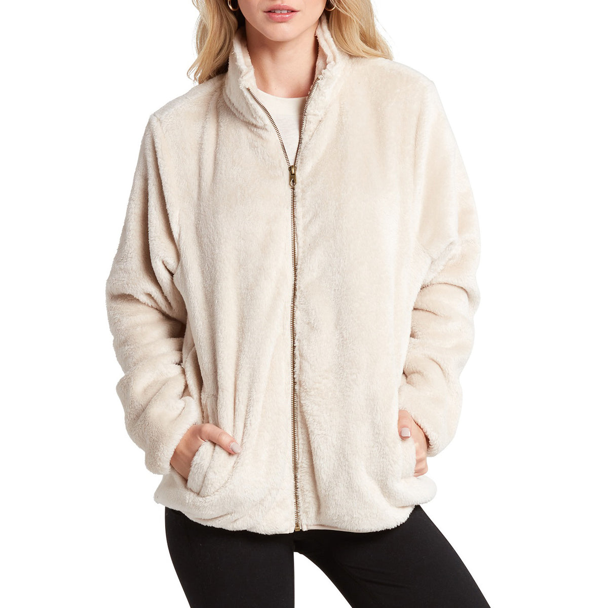 Volcom Pheelin Phuzzy Zip Fleece Jacket - Women's Bone