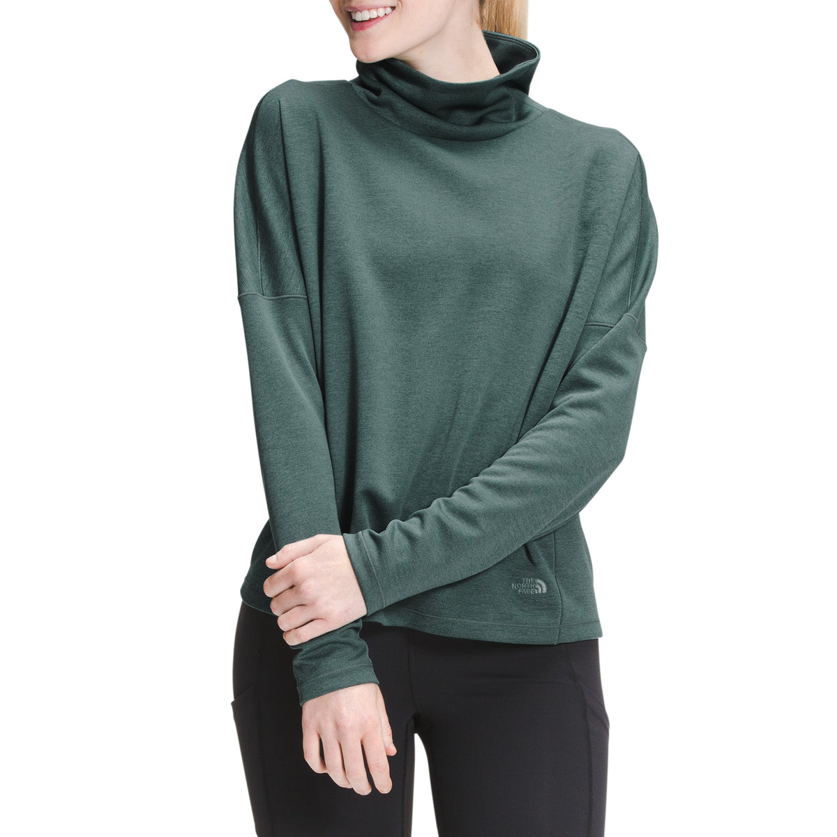 The North Face EA Basin Funnel Neck Long Sleeve Top - Women's Balsam Green Heather