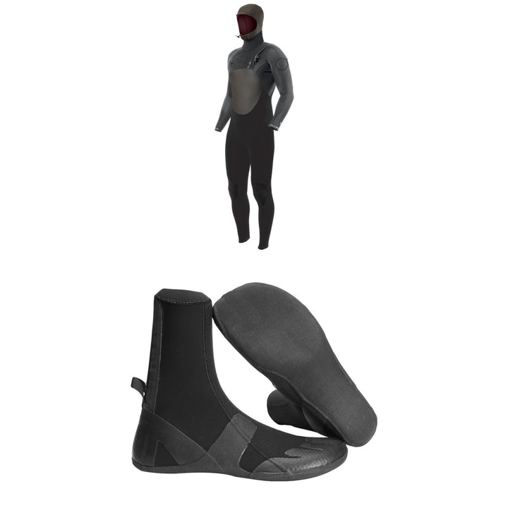 Vissla 5/4 High Seas II Chest Zip Hooded Wetsuit + 5mm High Seas Round Toe Wetsuit Boots