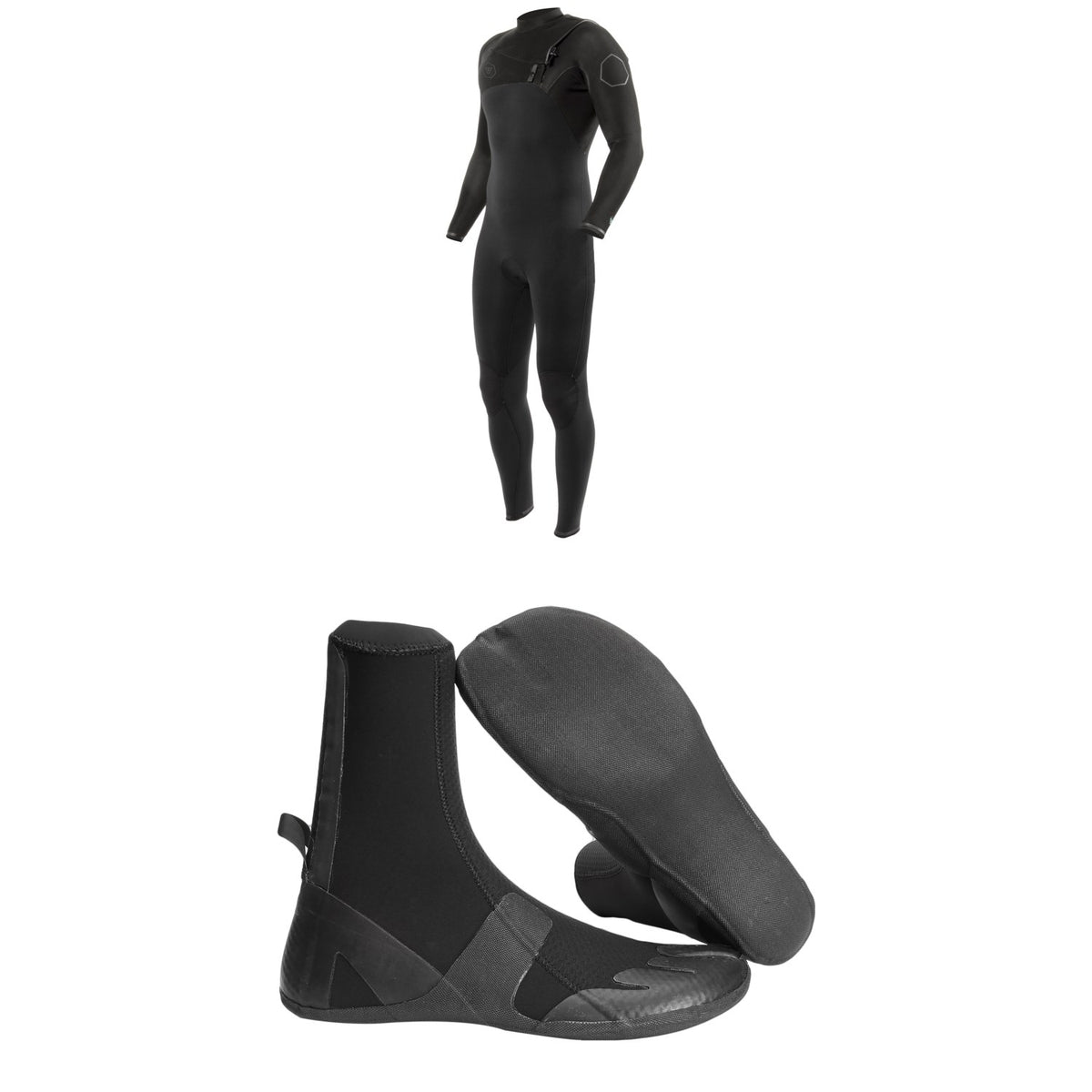Vissla 4/3 High Seas II Chest Zip Wetsuit + 3mm High Seas Split Toe Wetsuit Boots