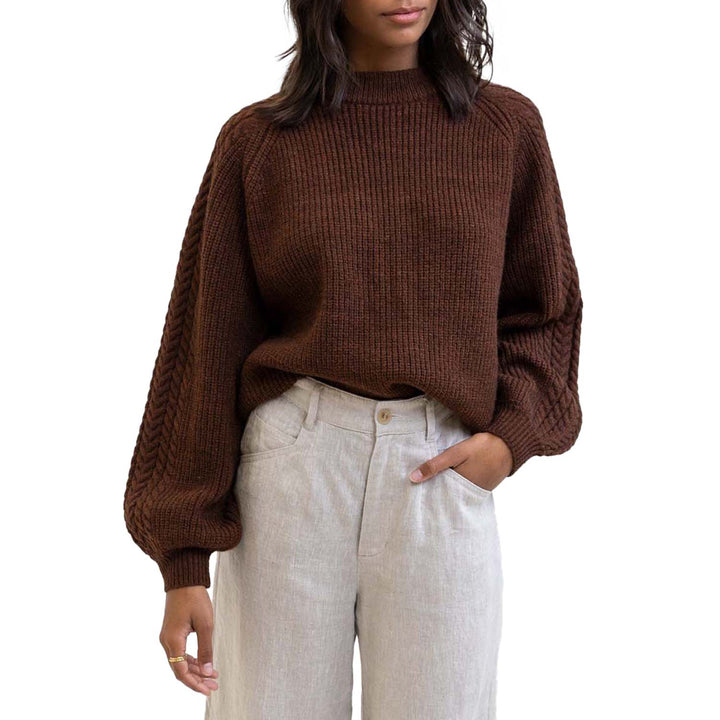 Rhythm Cozy Afternoon Knit Top - Women's Chocolate