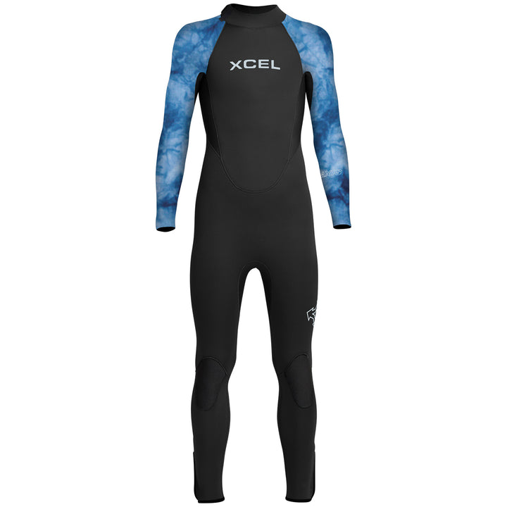 XCEL 4/3 Youth Axis Back Zip Wetsuit - Boys' Black/Blue Tie Dye