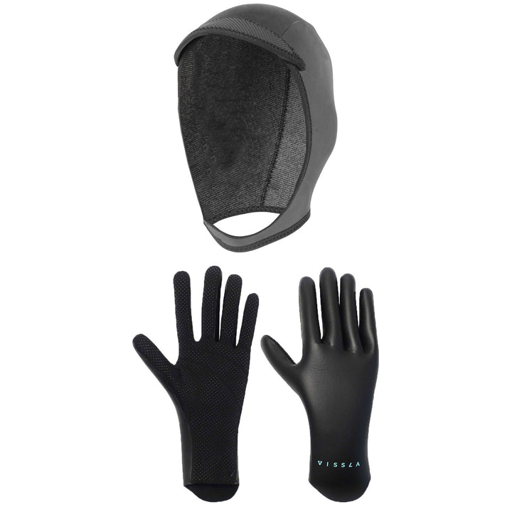 Vissla 3mm 7 Seas Wetsuit Hood + 1.5mm High Seas Wetsuit Gloves