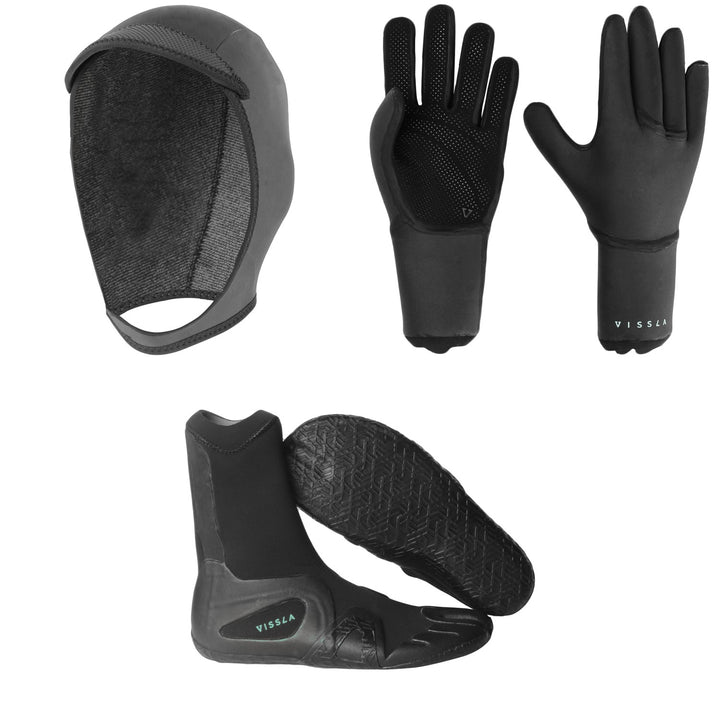 Vissla 3mm 7 Seas Wetsuit Hood + 3mm 7 Seas Wetsuit Gloves + 3mm 7 Seas Split Toe Wetsuit Boots