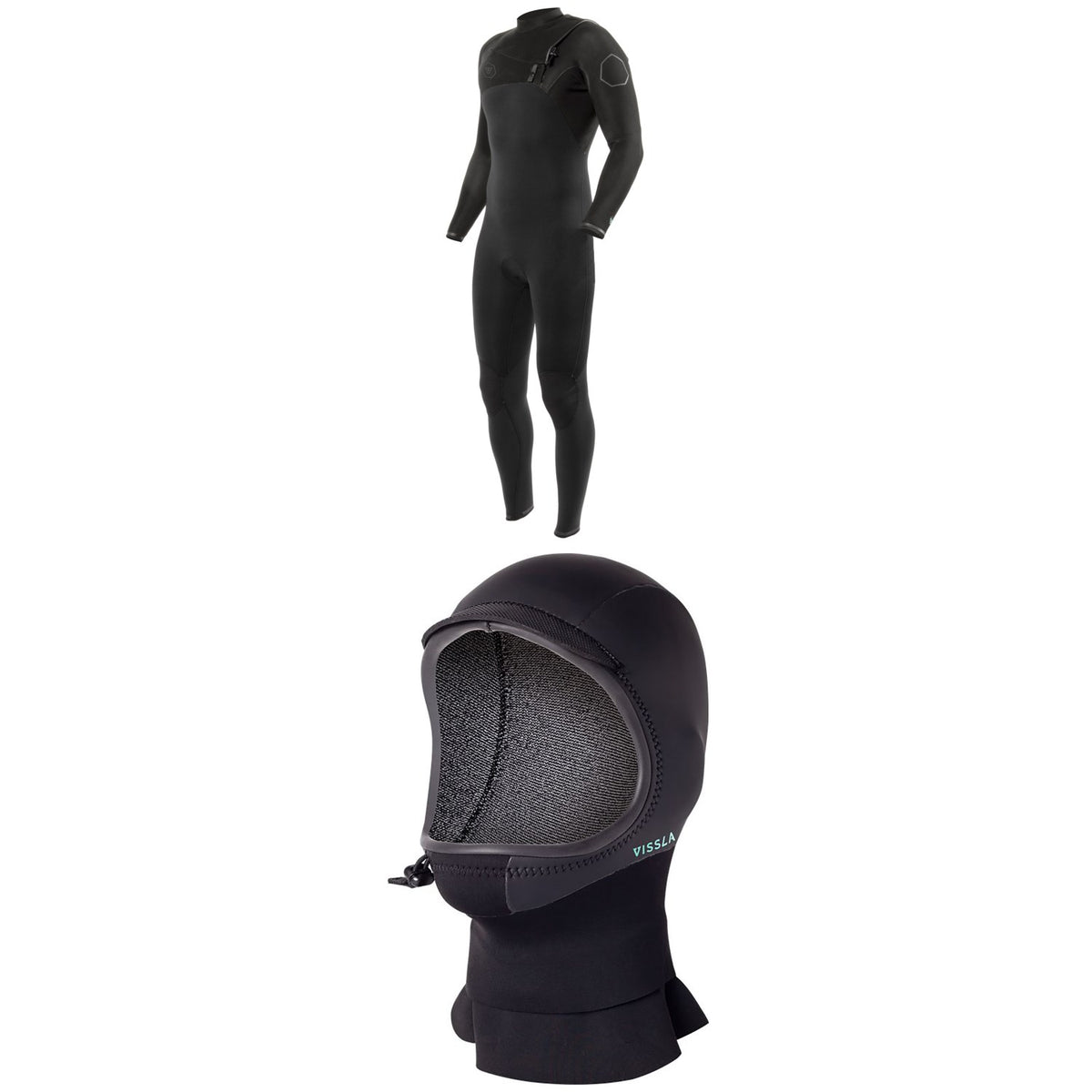Vissla 4/3 High Seas II Chest Zip Wetsuit + 3mm North Seas Wetsuit Hood