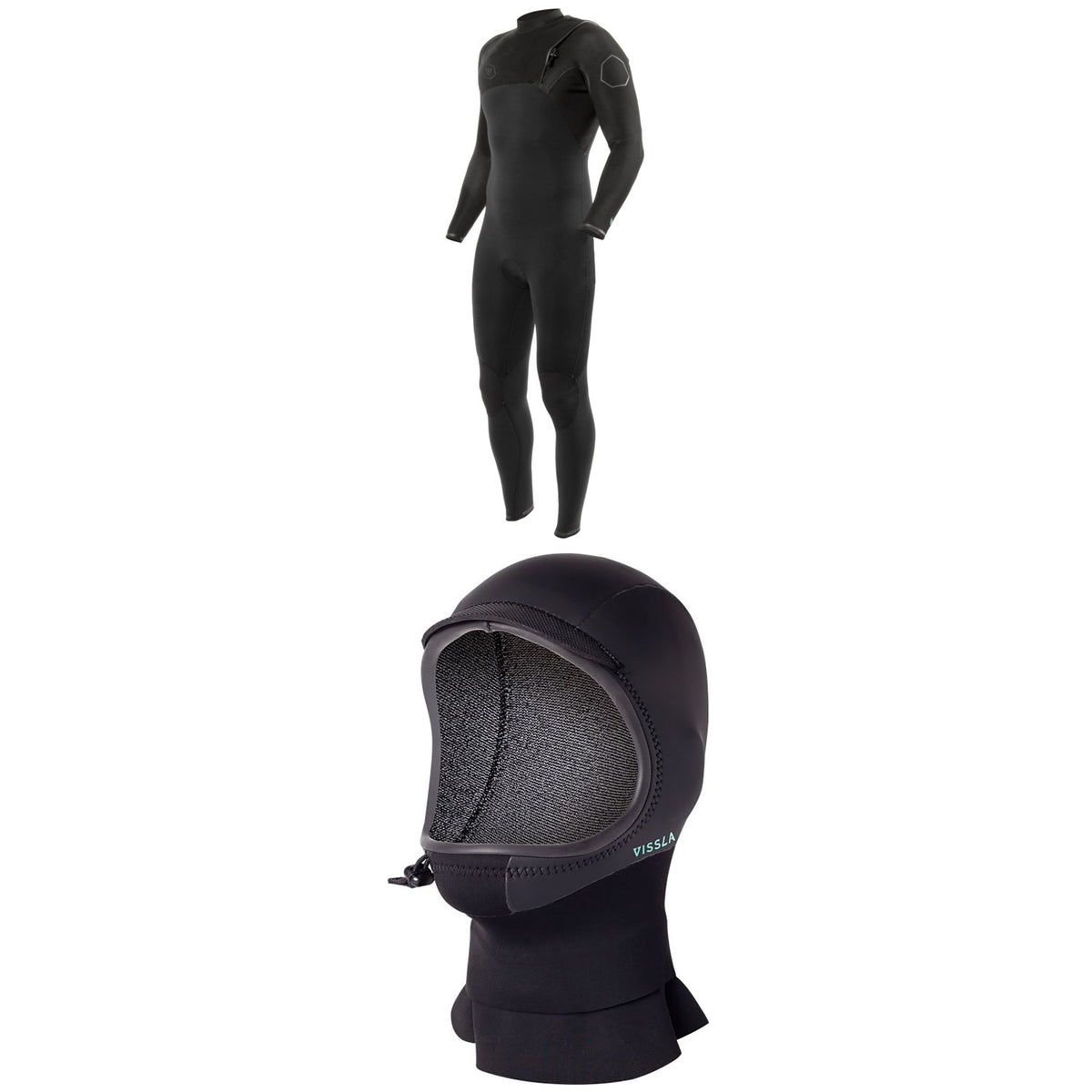 Vissla 4/3 High Seas II No Zip Wetsuit + 3mm North Seas Wetsuit Hood