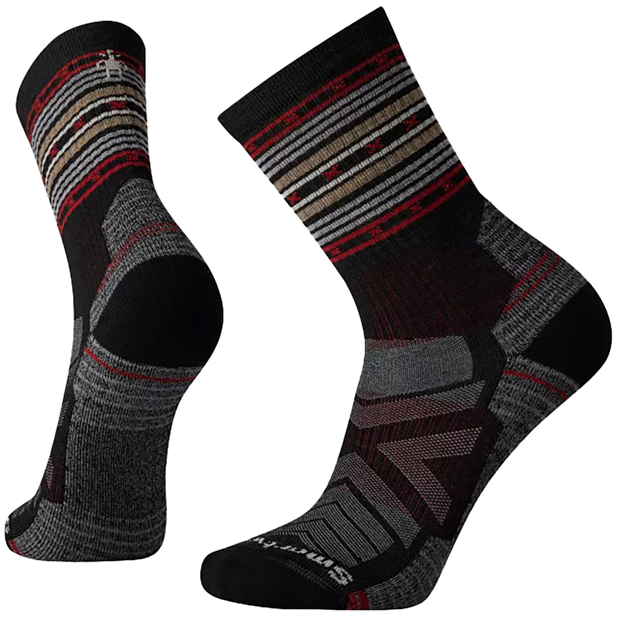 Smartwool Hike Light Cushion Spiked Stripe Crew Socks - Men's Charcoal