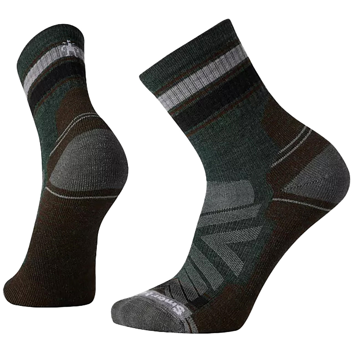 Smartwool Hike Light Cushion Striped Mid Crew Socks - Men's Dark Sage