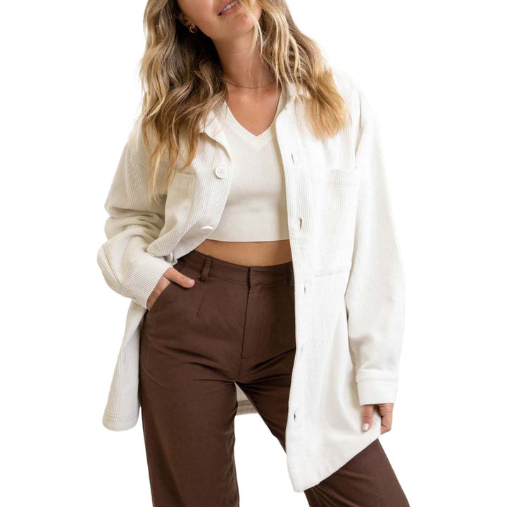 Rhythm Corduroy Oversized Shacket - Women's Ivory