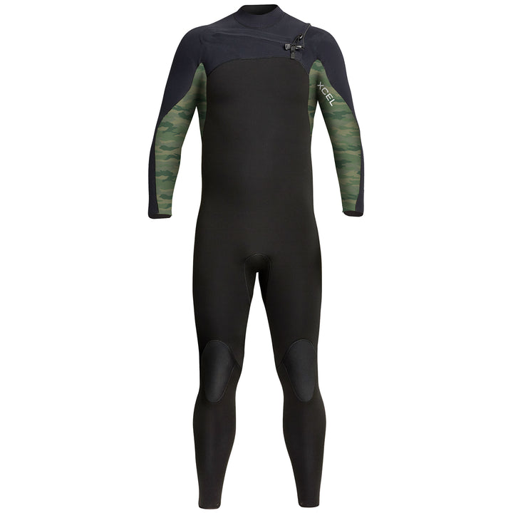 XCEL 4/3 Phoenix Chest Zip Wetsuit Black/Green Camo