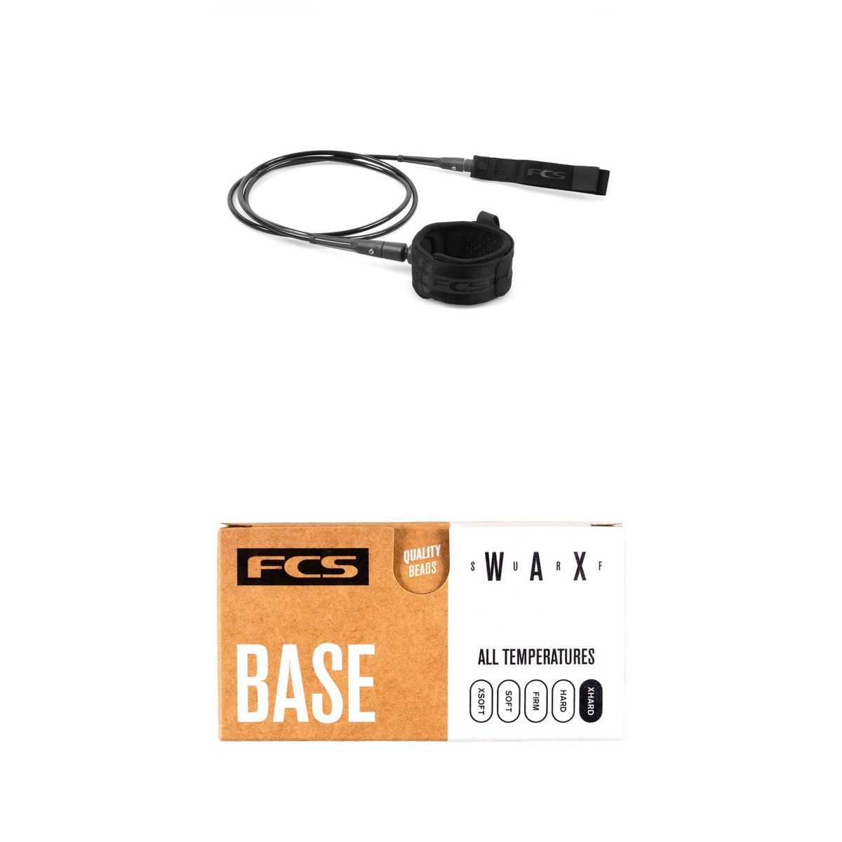 FCS 8' All Around Essential Leash + FCS Surf Base Wax