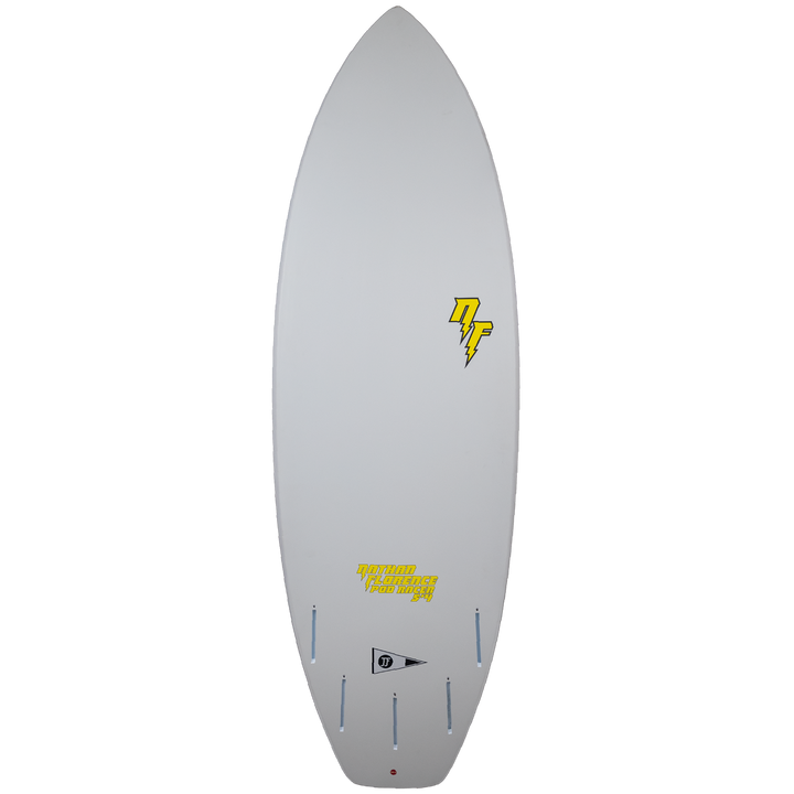 JJF by Pyzel Nathan Florence Pod Racer Surfboard Grey w/Yellow Bolt