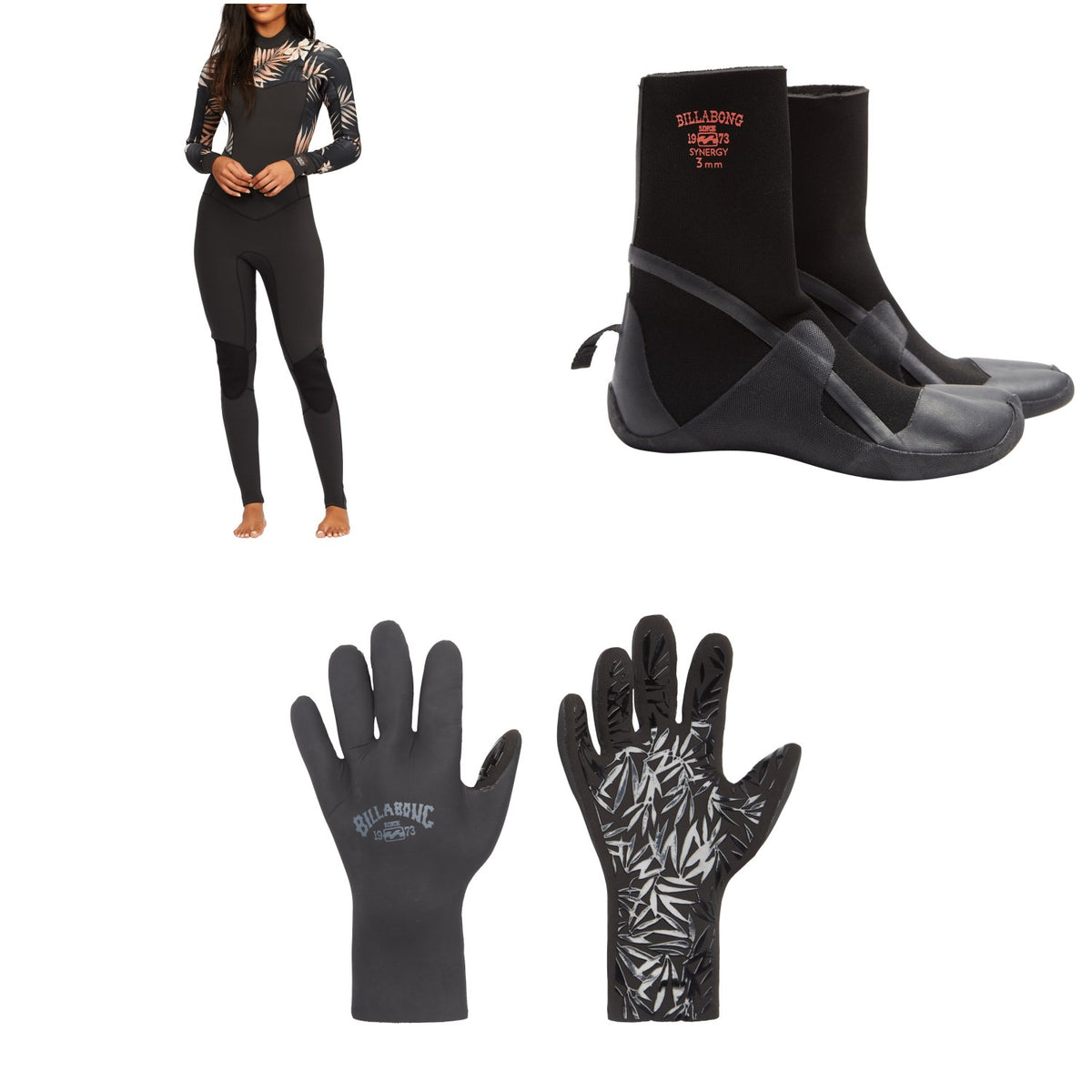Billabong 4/3 Salty Dayz Wetsuit + 3mm Synergy HS Wetsuit Boots + 2mm Synergy Wetsuit Gloves - Women's