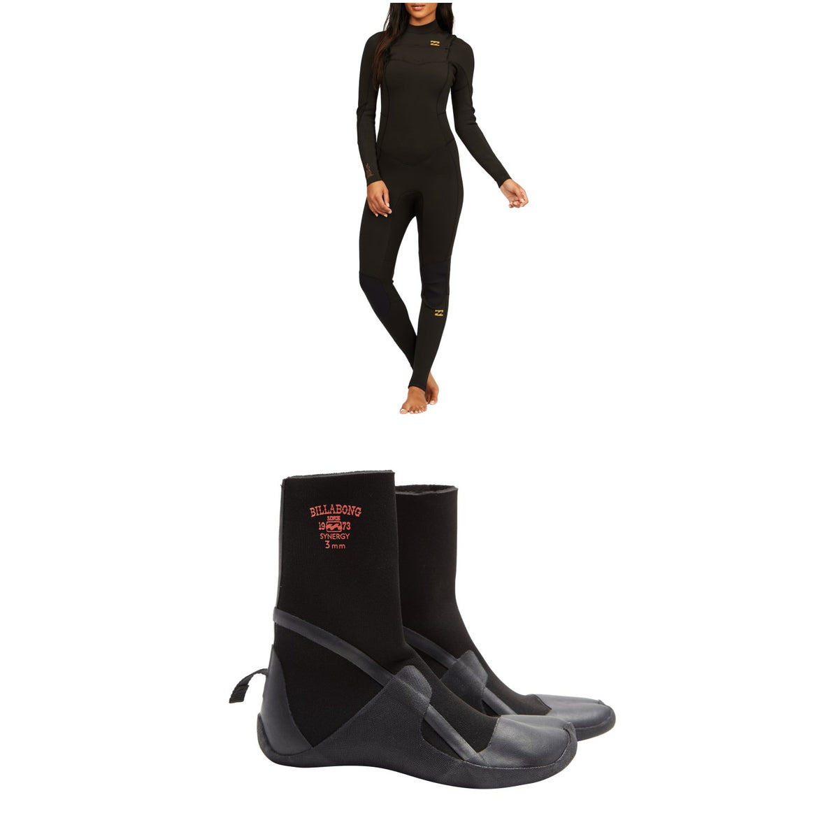 Billabong 4/3 Synergy Chest Zip Wetsuit + 3mm Synergy HS Wetsuit Boots - Women's