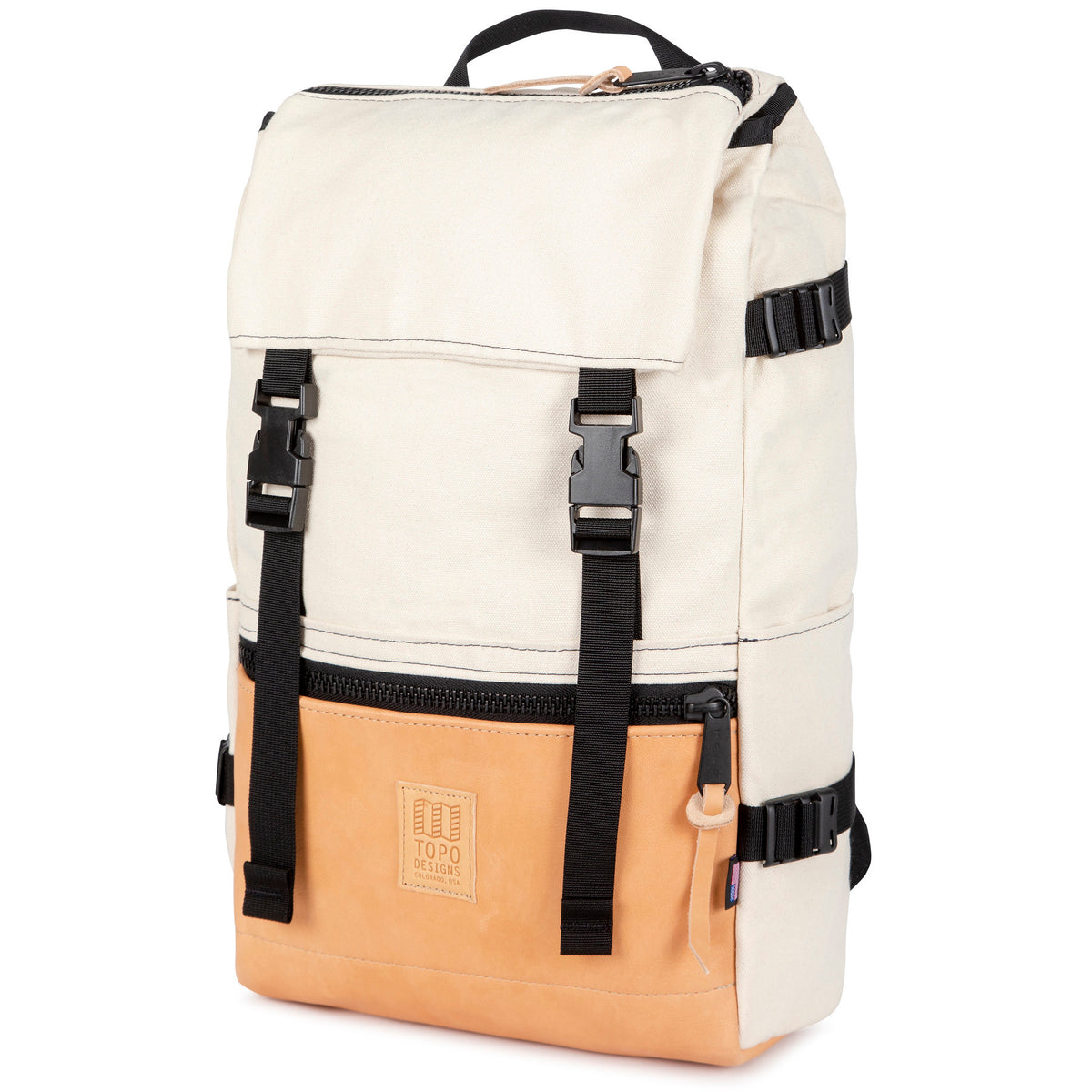 Topo Designs Rover Backpack-Heritage Canvas Natural Canvas/Veg Tan Leather