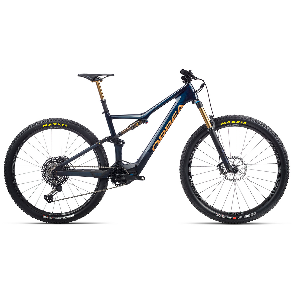 Orbea Rise M-LTD SE E-Mountain Bike 2021 Coal Blue/Red Gold