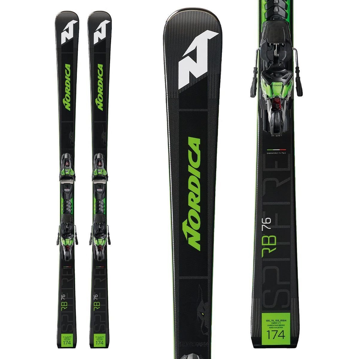 Nordica Dobermann Spitfire 76 RB Skis + X-Cell 12 FDT Ski Bindings 2021