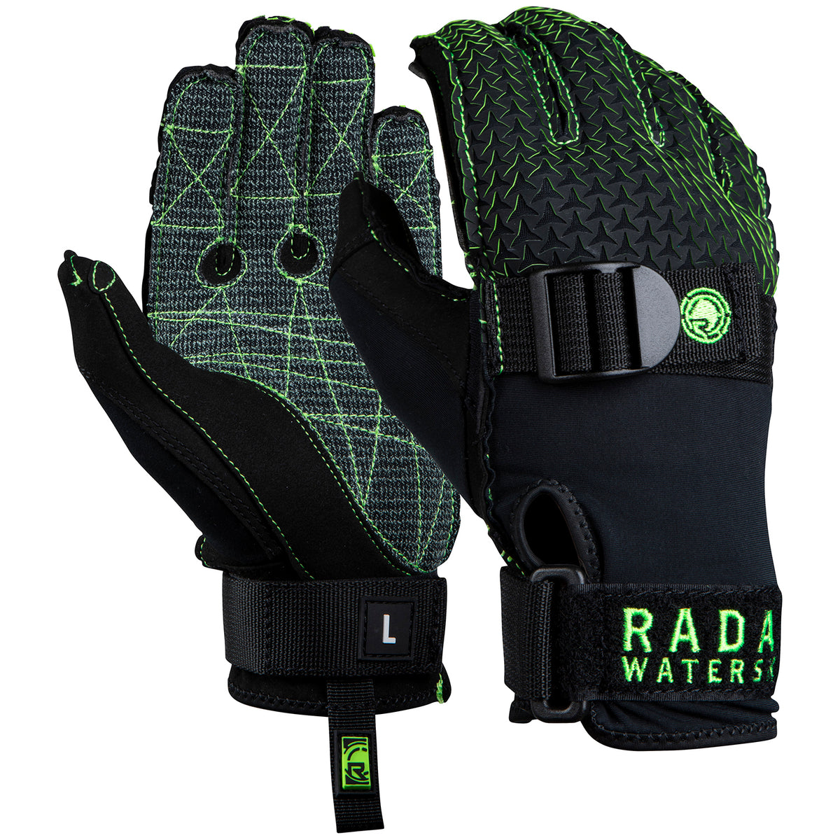Radar Hydro-K Inside-Out Waterski Gloves 2023 Matte Black / Volt Green