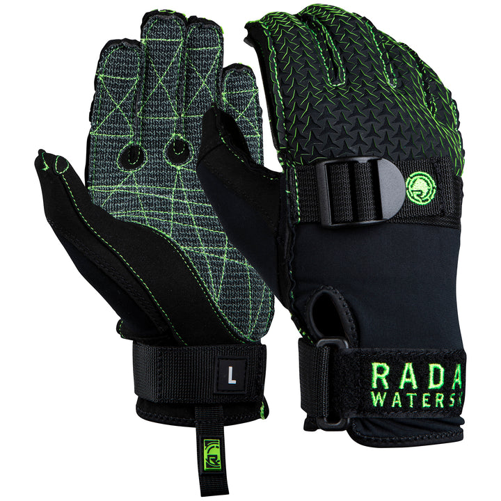 Radar Hydro-K Inside-Out Waterski Gloves 2023 Matte Black / Volt Green