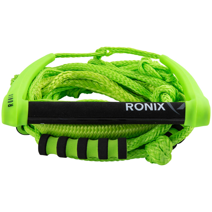 Ronix 11" Handle + 25ft 5-Section Silicone Bungee Surf Rope Volt/Green