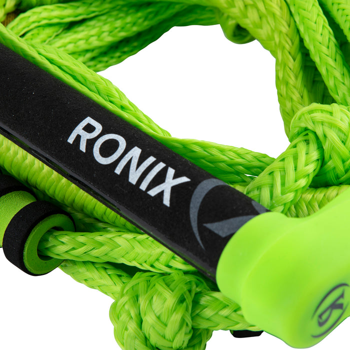 Ronix 11" Handle + 25ft 5-Section Silicone Bungee Surf Rope Volt/Green