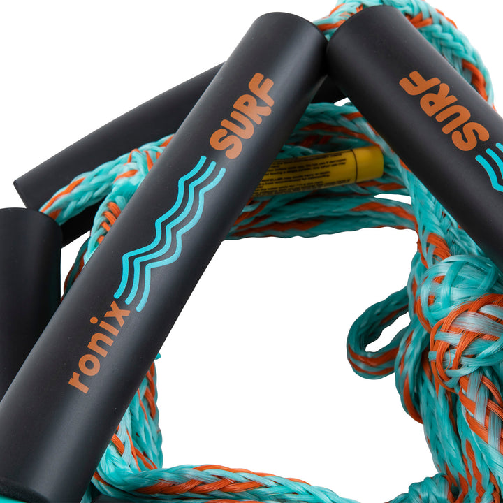 Ronix 8" Handle + 25Ft 4-Section PE Surf Rope - Kids' Aqua