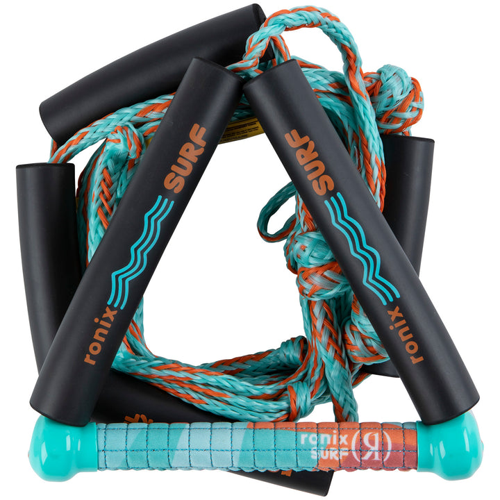 Ronix 8" Handle + 25Ft 4-Section PE Surf Rope - Kids' Aqua