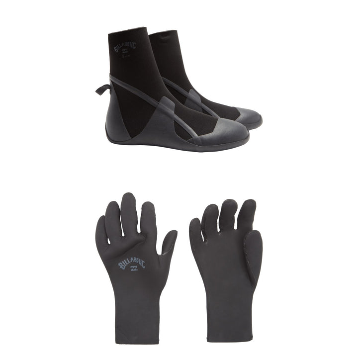 Billabong 5mm Absolute Round Toe Wetsuit Boots + 5mm Absolute 5 Finger Wetsuit Gloves