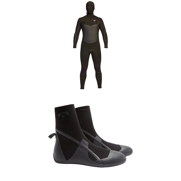 Billabong 5/4 Absolute Plus Chest Zip Hooded Wetsuit + 5mm Absolute Round Toe Wetsuit Boots