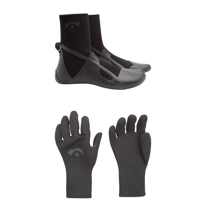 Billabong 5mm Absolute Split Toe Wetsuit Boots + 5mm Absolute 5 Finger Wetsuit Gloves