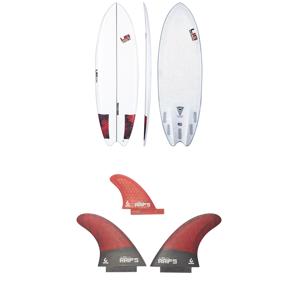 Lib Tech Funnelator Surfboard + Twin + Trailer Fin Set