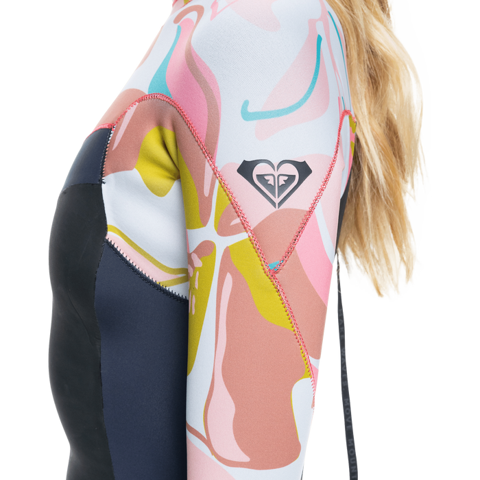Roxy 3/2 Syncro Back Zip Wetsuit - Women's Jet Gry/Coral Flame/Temple Gold