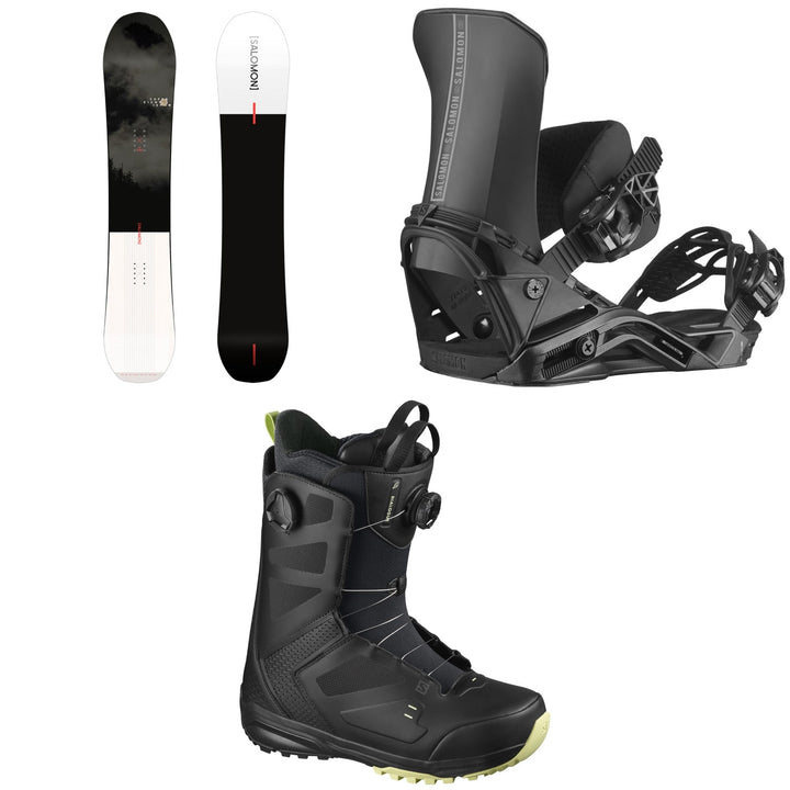 Salomon Super 8 Snowboard + District Snowboard Bindings + Dialogue Focus Boa Snowboard Boots 2021