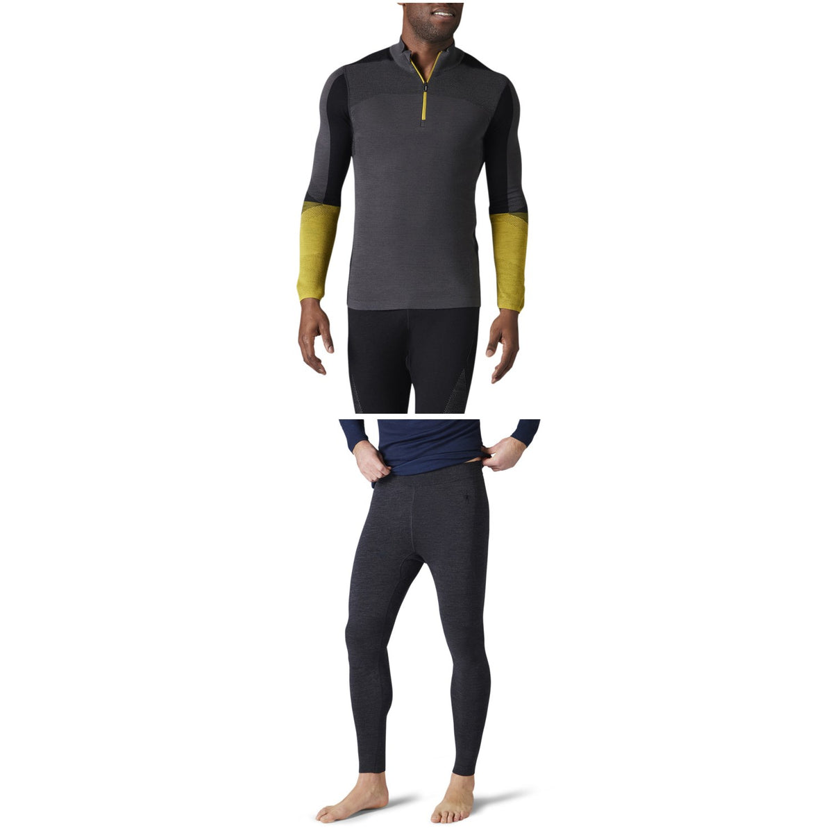 Smartwool Intraknit Merino 200 1/4 Colorblock Zip Neck Top + Intraknit Merino 200 Bottoms 2022