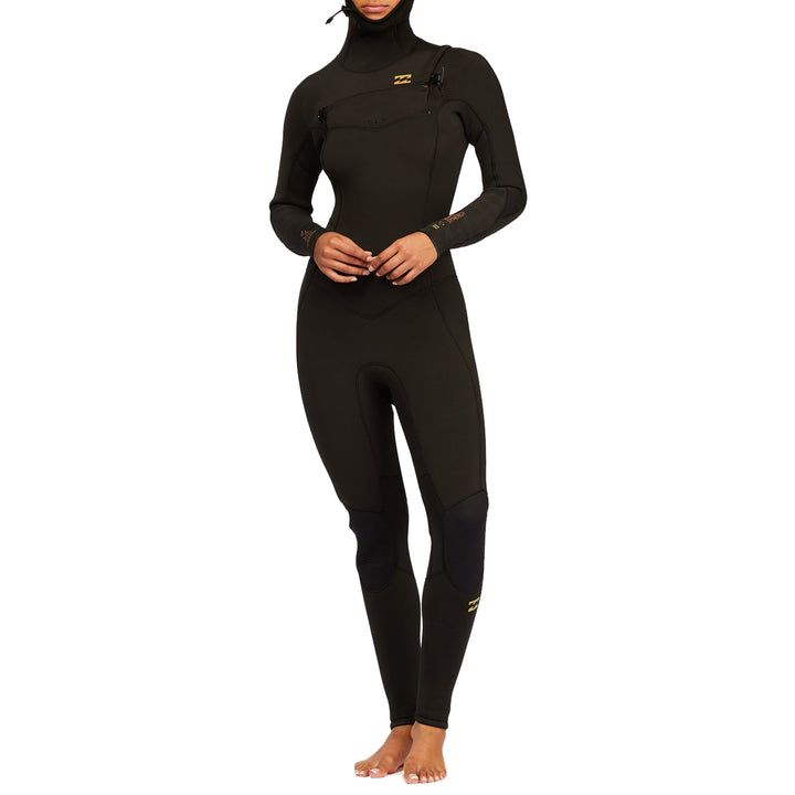 Billabong 5/4 Synergy Chest Zip Hooded Wetsuit - Girls' Black Tie Dye